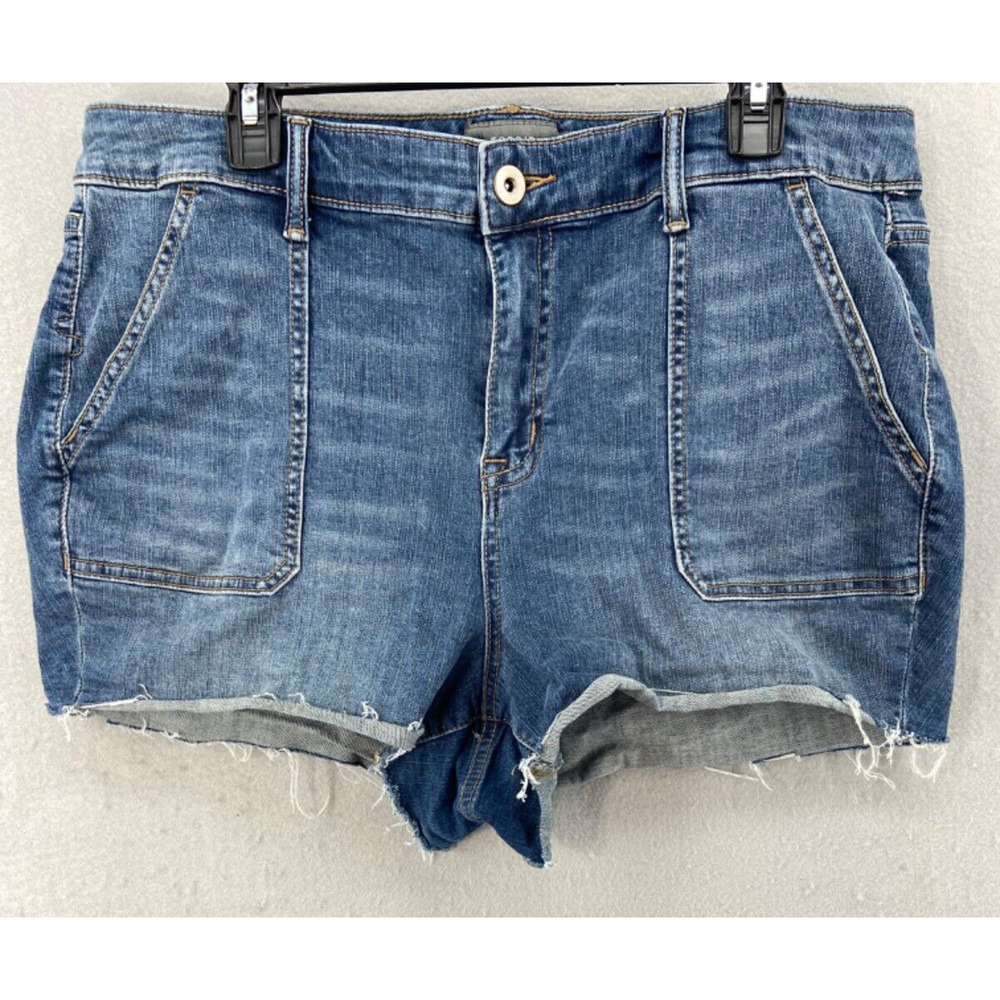 Torrid Shorts‎ Womens Sz 18 Jean Raw Cuff Cotton Blend Slat Pockets Stretch